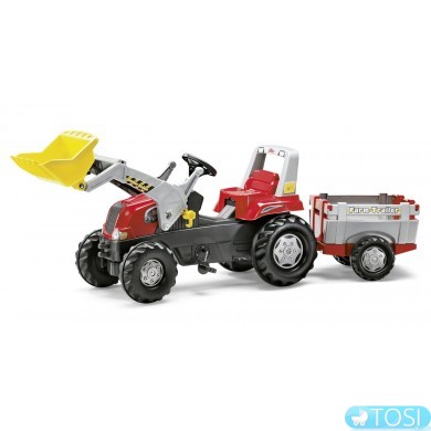 Педальный трактор Junior RT с ковшом и прицепом Rolly Toys 811397